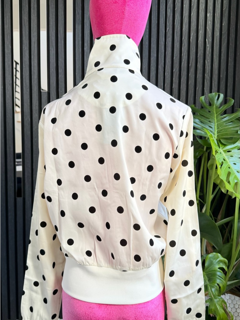 adidas Originals White Polka Dot Track Jacket with Black Stripes - Picture 4 of 12